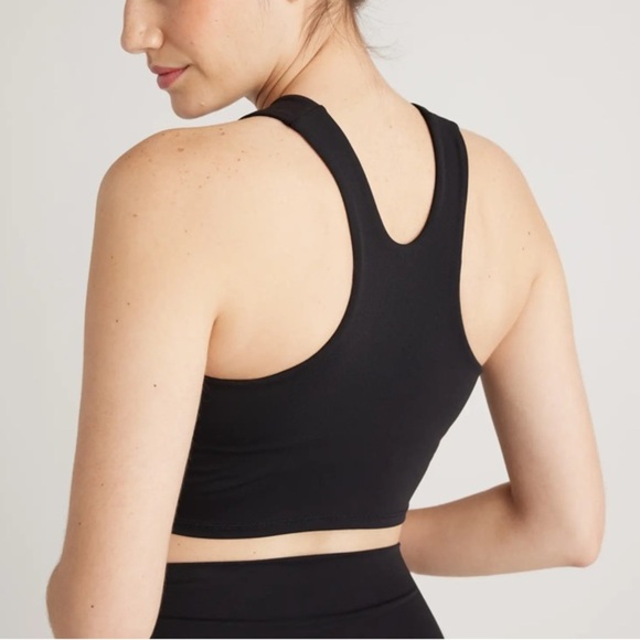 New! Quince Ultra-Form High-Neck Cropped Tank top black nwt 3575 - Picture 4 of 11